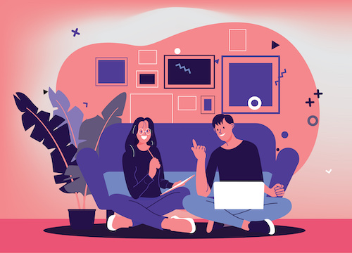 two people collaborating
