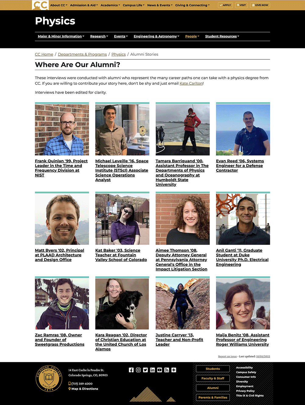 colorado college physics department alumni stories page